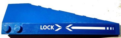 LEGO onderdeel Wedge 10 x 3 Left with White 'LOCK' and Arrows Pattern (Sticker) - Set 70668 (50955pb056)