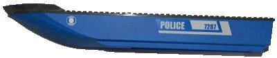 LEGO onderdeel Boat, Hull Unitary 51 x 12 x 6 with Dark Bluish Gray Top with 'POLICE' and '7287' Pattern on Both Sides (Stickers) - Set 7287 (54100c02pb02)