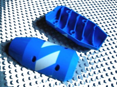 LEGO onderdeel Vehicle, Tipper Drum 3 x 6 x 10 Half with 4 Pin Holes with Blue and White Stripes Pattern (Sticker) - Set 7990 (57792pb01)