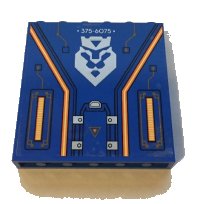 LEGO part Panel 1 x 6 x 5 with Silver '375-6075', Nexo Knights Emblem and Orange Circuitry Pattern (Sticker) - Set 70317 59349pb155