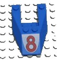 LEGO onderdeel Wedge 6 x 4 Cutout without Stud Notches with Red Number 8 Pattern (6153apb03)