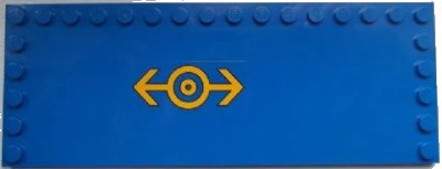 LEGO onderdeel Tile, Modified 6 x 16 with Studs on Edges with Train Logo Bright Light Orange Pattern Right (Sticker) - Set 60052 (6205pb002r)