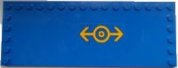 LEGO onderdeel Tile, Modified 6 x 16 with Studs on Edges with Train Logo Bright Light Orange Pattern Left (Sticker) - Set 60052 6205pb002l
