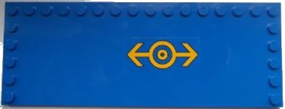 LEGO onderdeel Tile, Modified 6 x 16 with Studs on Edges with Train Logo Bright Light Orange Pattern Left (Sticker) - Set 60052 (6205pb002l)