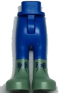 LEGO onderdeel Mini Doll Hips and Trousers with Back Pockets with Molded Sand Green Loewer Legs / Boots and Printed Dark Blue Laces Pattern - Thin Hinge 67072c00pb006