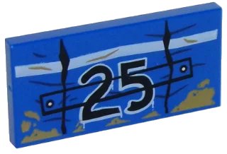 LEGO onderdeel Tile 2 x 4 with Black '25' and White Line and Mud Splotches Pattern (87079pb0413)