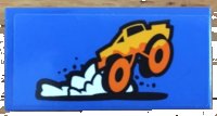 LEGO part Tile 2 x 4 with Orange Monster Truck and White Dust Pattern (Sticker) - Set 60180 87079pb0767