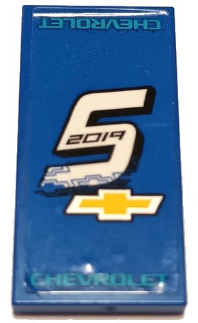 LEGO onderdeel Tile 2 x 4 with White Number 5, Black '2019', 'CHEVROLET' and Logo Pattern (Sticker) - Set 75891 (87079pb1258)