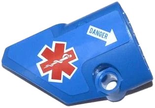 LEGO onderdeel Technic, Panel Fairing # 1 Small Smooth Short, Side A with EMT Star of Life and White Arrow with 'DANGER' Pattern (Sticker) - Set 42020 (87080pb008)
