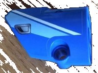 LEGO part Technic, Panel Fairing # 1 Small Smooth Short, Side A with Medium Blue and White Stripes and Silver Door Handle Pattern (Sticker) - Set 8052 87080pb019