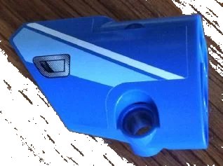 LEGO onderdeel Technic, Panel Fairing # 1 Small Smooth Short, Side A with Medium Blue and White Stripes and Silver Door Handle Pattern (Sticker) - Set 8052 (87080pb019)