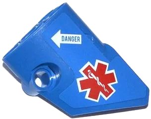 LEGO onderdeel Technic, Panel Fairing # 2 Small Smooth Short, Side B with EMT Star of Life and White Arrow with 'DANGER' Pattern (Sticker) - Set 42020 (87086pb008)