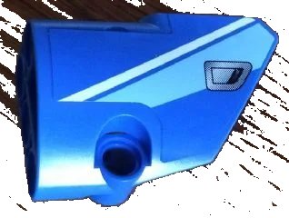 LEGO onderdeel Technic, Panel Fairing # 2 Small Smooth Short, Side B with Medium Blue and White Stripes and Silver Door Handle Pattern (Sticker) - Set 8052 (87086pb019)