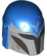 LEGO part Minifigure, Headgear Helmet with Holes, SW Mandalorian with Silver Front and 'V', Dark Silver Cheek Indents and Black Visor Pattern 87610pb25