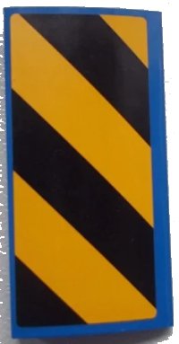 LEGO part Slope, Curved 2 x 4 x 2/3 with Bottom Tubes with Black and Yellow Danger Stripes Pattern Model Left Side (Sticker) - Set 60052 88930pb042L