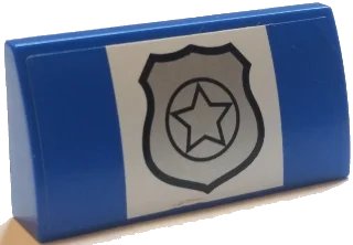 LEGO onderdeel Slope, Curved 2 x 4 x 2/3 with Bottom Tubes with Police Badge Pattern (Sticker) - Set 60045 (88930pb078)