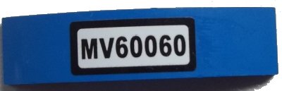 LEGO part Slope, Curved 4 x 1 x 2/3 Double with 'MV60060' Pattern (Sticker) - Set 60060 (93273pb030)