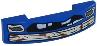 LEGO onderdeel Slope, Curved 4 x 1 x 2/3 Double with Black Mouth with White Teeth and Bumper with Mud Splotches Pattern (93273pb068)