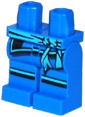 LEGO onderdeel Hips and Legs with Black and Medium Azure Sash and Knee Stripes Pattern (970c00pb0391)