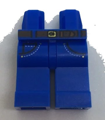 LEGO onderdeel Hips and Legs with Reddish Brown Belt, Gold Buckle and Pockets with White Stitching Jeans Pattern (970c00pb0607)