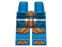LEGO part Hips and Legs with Dark Blue, Gold and Orange Armor Panels Pattern 970c00pb0788