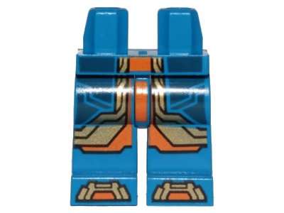 LEGO onderdeel Hips and Legs with Dark Blue, Gold and Orange Armor Panels Pattern (970c00pb0788)