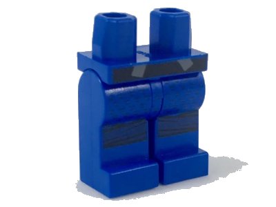 LEGO onderdeel Hips and Legs with Black Belt and Dark Blue Knee Sashes, Tiny Black Cole Symbols Pattern (970c00pb0793)