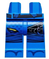 LEGO part Hips and Legs with Black Belt, Torn Pants Right, Belts Left, Knee Wrappings and Sandals Pattern 970c00pb0857