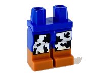 LEGO part Hips and Legs with Dark Orange Boots and White Cowskin Chaps with Black Spots Pattern 970c00pb0978