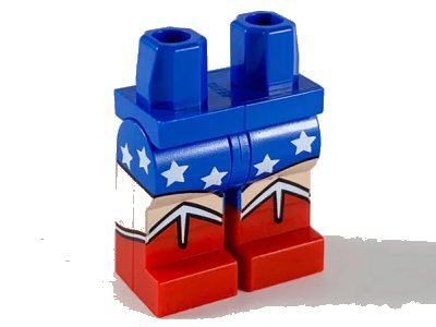 LEGO onderdeel Hips and Legs with Molded Red Lower Legs / Boots and Printed White Stars and Boot Tops, Light Nougat Thighs, and Leotard Pattern (970c00pb1037)
