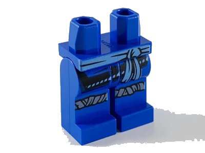 LEGO onderdeel Hips and Legs with Medium Blue Sash, Dark Bluish Gray Knee Wrappings Pattern (970c00pb1063)