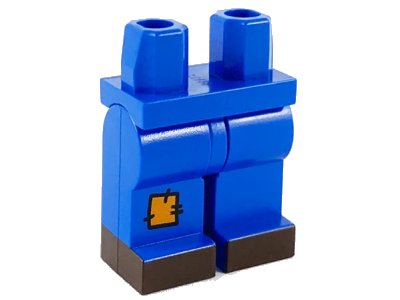 LEGO onderdeel Hips and Legs with Orange Patch and Dark Brown Feet Pattern (970c00pb1139)