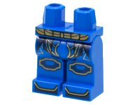 LEGO part Hips and Legs with Gold Belt, Knee Pads, Toes, Dark Blue Coattails Pattern 970c00pb1269