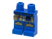 LEGO part Hips and Legs with Dark Blue Sash, Gold Armor Plates with Orange and Black Trim Pattern 970c00pb1391