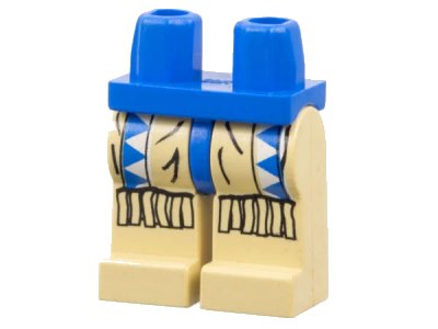 LEGO onderdeel Hips and Tan Legs with Western Indians Blue/White Triangles, Fringe Pattern (970c02pb02)