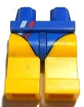 LEGO onderdeel Hips and Yellow Legs with Blue Leotard / Swimsuit Bottom with Red and White Stripe and Water Drops Pattern (970c03pb17)