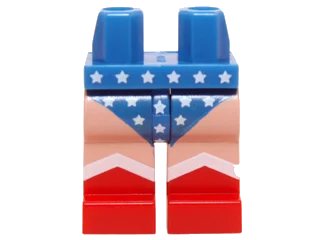 LEGO onderdeel Hips and Red Legs with Light Nougat Legs and Blue Leotard with White Stars Pattern (970c05pb06)