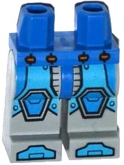 LEGO onderdeel Hips and Light Bluish Gray Legs with Blue and Dark Azure Armor, Blue Hexagonal Knee Pads and Dark Azure Boots Pattern (970c86pb23)