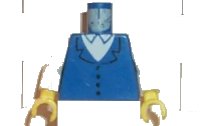 LEGO part Torso Town Vest with 4 Buttons, White Shirt Collar Pattern (1592 patron) / White Arms / Yellow Hands 973p03c01