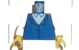 LEGO onderdeel Torso Town Vest with 4 Buttons, White Shirt Collar Pattern (1592 patron) / White Arms / Yellow Hands (973p03c01)