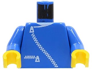 LEGO onderdeel Torso Jacket with White Zippers and Neck Pattern / Blue Arms / Yellow Hands (973p0ac01)
