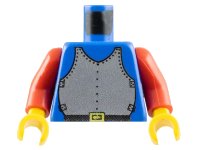 LEGO onderdeel Torso Castle Silver Breastplate Armor, Black Belt with Yellow Buckle Pattern / Red Arms / Yellow Hands 973p40c02