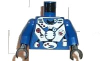 LEGO onderdeel Torso Aquazone Hydronaut Silver Diving Pattern 1 / Blue Arms / Black Hands 973pb0047c01