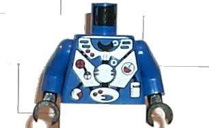LEGO onderdeel Torso Aquazone Hydronaut Silver Diving Pattern 1 / Blue Arms / Black Hands (973pb0047c01)