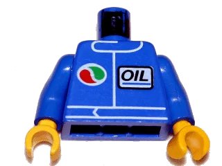 LEGO onderdeel Torso Octan Logo and Italic Font 'OIL' with Logo Colors Reversed Pattern / Blue Arms / Yellow Hands (973pb0106bc01)
