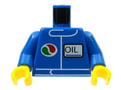 LEGO onderdeel Torso Octan Logo and 'OIL' Pattern (Undetermined Type) / Blue Arms / Yellow Hands (973pb0106c01)