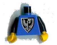 LEGO part Torso Castle Black Falcon with Shield Bottom Pointed Pattern / Black Arms / Yellow Hands 973pb0297c01