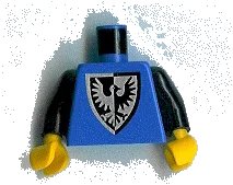 LEGO onderdeel Torso Castle Black Falcon with Shield Bottom Pointed Pattern / Black Arms / Yellow Hands (973pb0297c01)