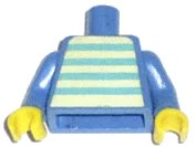LEGO onderdeel Torso Idea Book 6000 Bill with Blue and White Stripes Pattern (Sticker) / Blue Arms / Yellow Hands 973pb0386c01