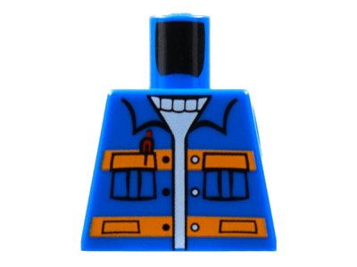 LEGO part Torso City Jacket with Pockets & Pen over Sweater, Orange Stripes Pattern (973pb0551)